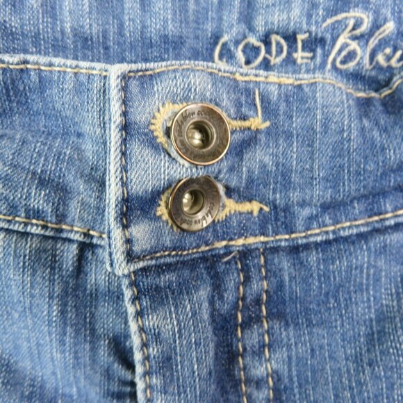 Code Bleu Capris Jeans Size 12 Blue Denim Wash Distressed Faded - Picture 6 of 10
